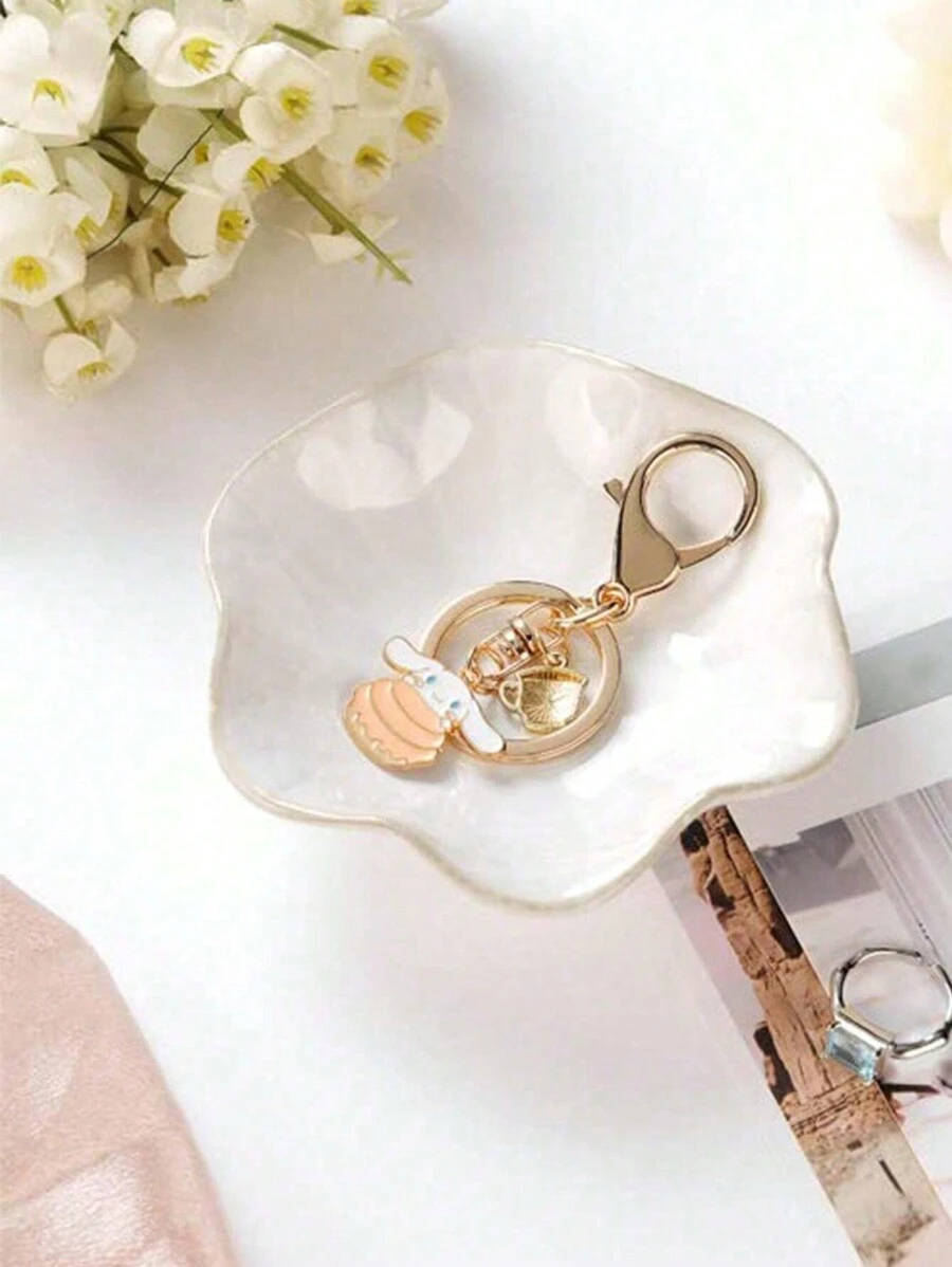 1 Ring Key, Ceramic Jewelry Tray, Birthday Gift, Bride's Gift, Couple's Gift, Suitable Home Decoration For Newlyweds, And Also A Sweet Gift For Mothers Or Girls Plates Kitchen Accessories Kitchen Decor Trays Fruit Tray Tray Decor