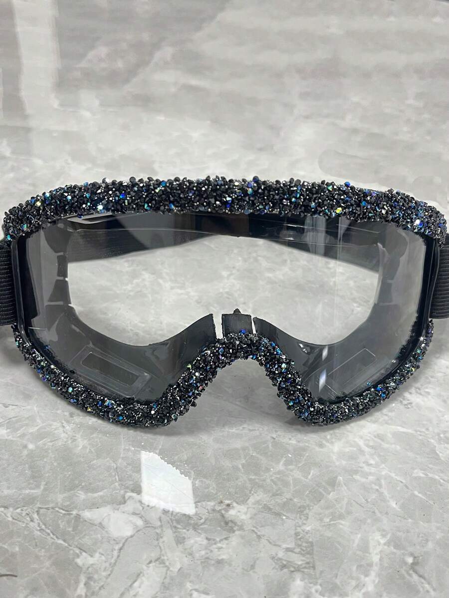Gafas de esquí decoradas con strass, a prueba de viento, para ciclismo y motocicleta, antivaho para el invierno, gafas de esquí y snowboard, máscara de esquí, accesorios de moda para Halloween y playa