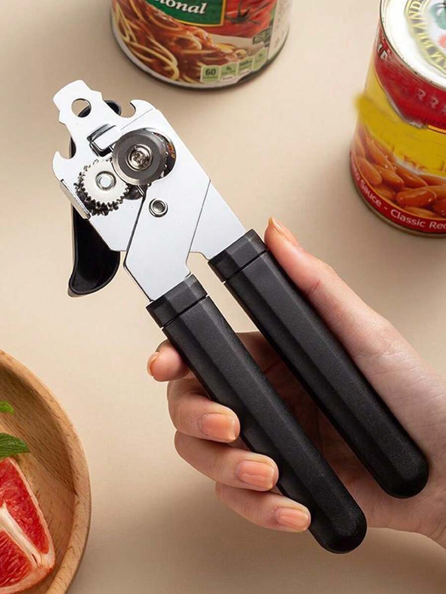 1 pezzo Apriscatole manuale in acciaio inossidabile, apri lattine, sollevatore coperchi, apribottiglie, apribarattoli con manico in plastica, adatto per aprire vari tipi di scatolame come carne, verdure, frutta, zuppe, frutti di mare
