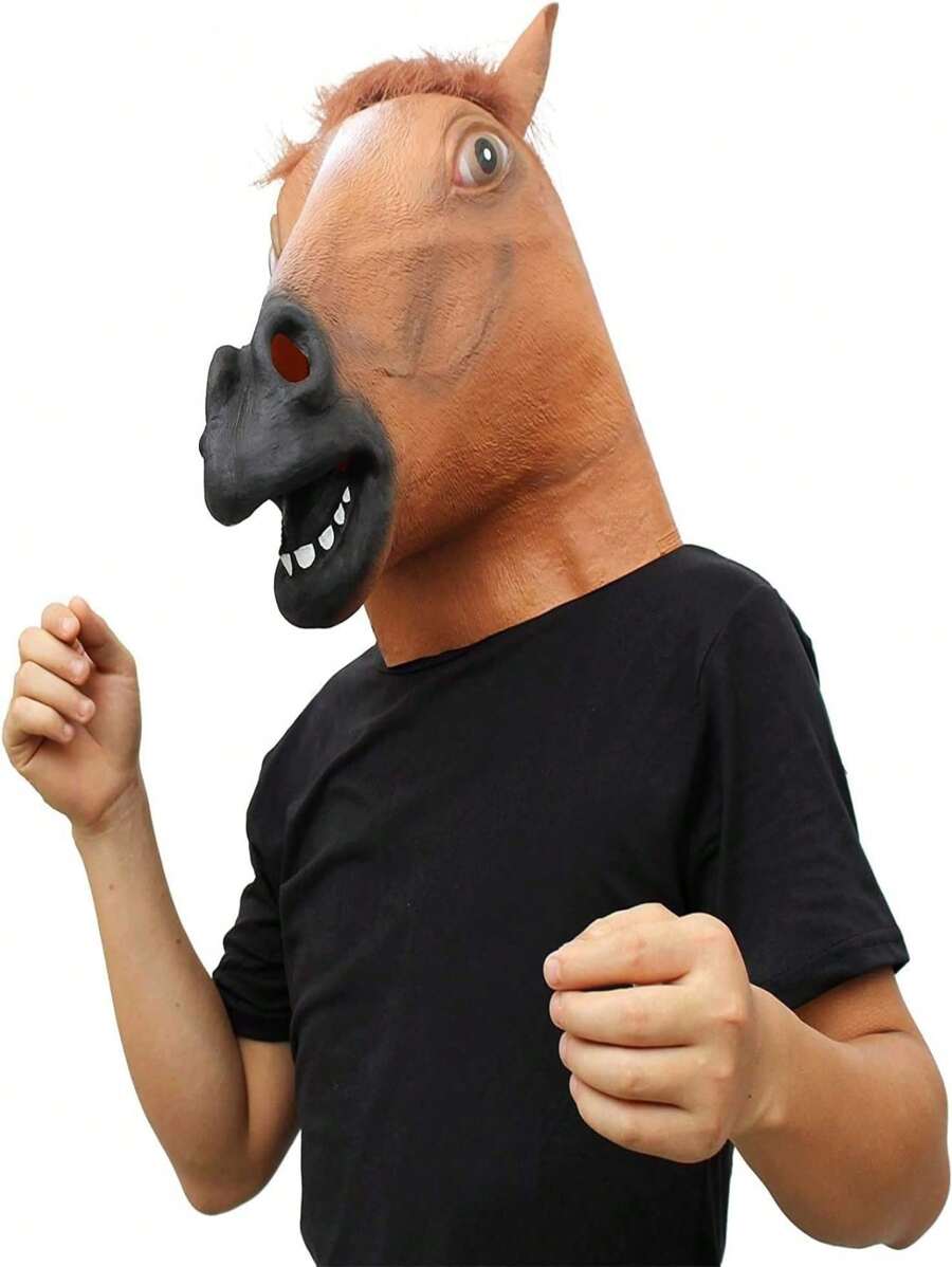 1pc Horse Mask Party Costume Headpiece, Adult Men Masquerade Mask (Brown), Party Costume Mask, Halloween, Christmas Toy