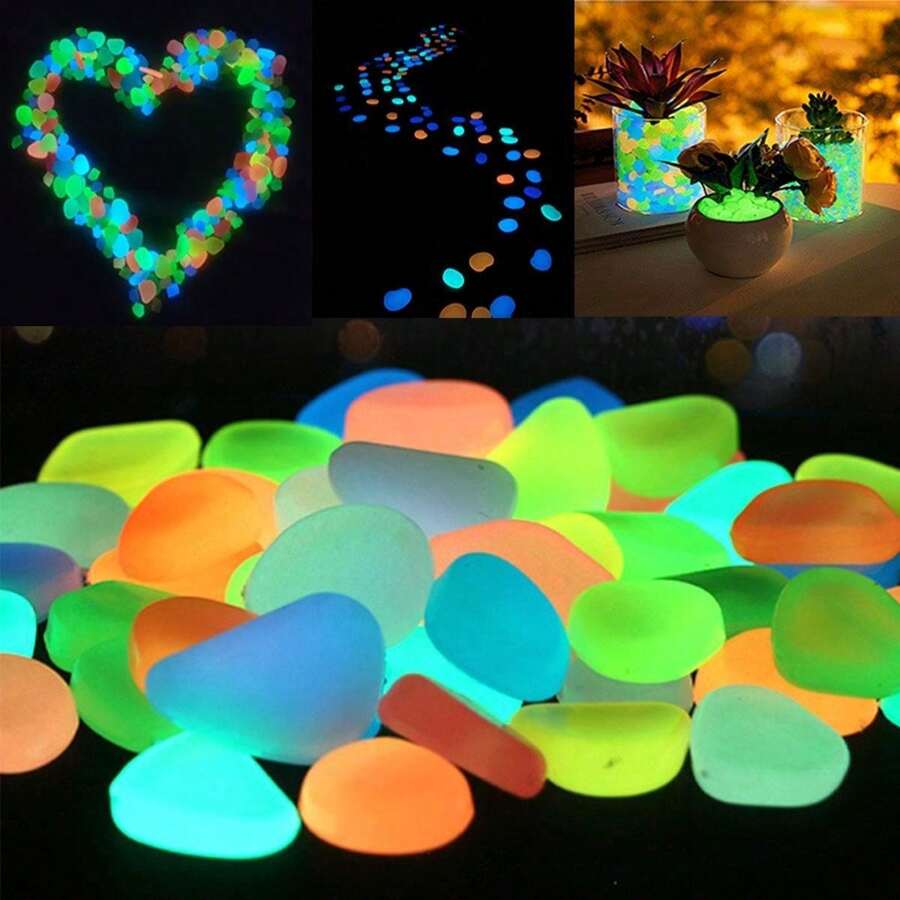 Glow In The Dark Tuinkiezelstenen Voor Tuin- En Wandelpaddecoratie, DIY Decoratieve Lichtgevende Stenen, Greate A Magical Garden, Aquariumdecoratie, Landschapsarchitectuur, Kerstversieringen Of Bruiloftsdecoratie (0,3 inch - 0,43 inch), Valentijnsdag