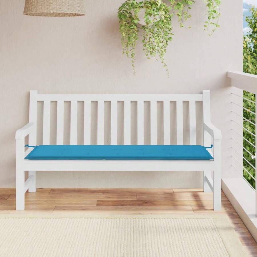 Cojín para banco de jardín de tela de oxford azul de 150 x 3 cm, accesorio de asiento exterior cómodo