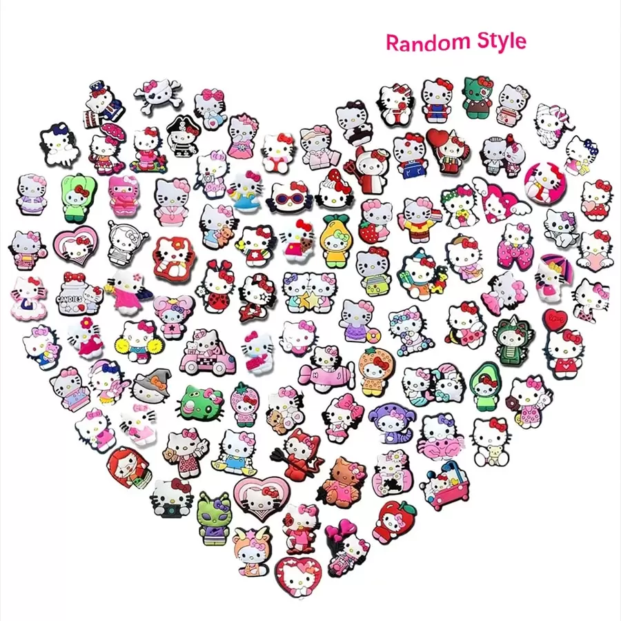 Sanrio Set casuale di 12/30 pezzi di ciondoli decorativi per scarpe, decorazioni in PVC per scarpe e borse da spiaggia, accessori per scarpe, idea regalo per compleanni, Natale, San Valentino, feste di Ognissanti
