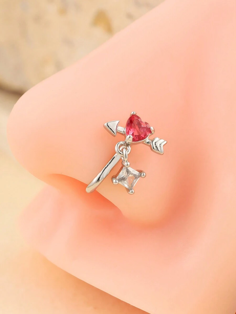 1pc Arrow Through Heart Design Nose Clip, Fashionable No-Piercing Suitable For Parties, Gift For Friends