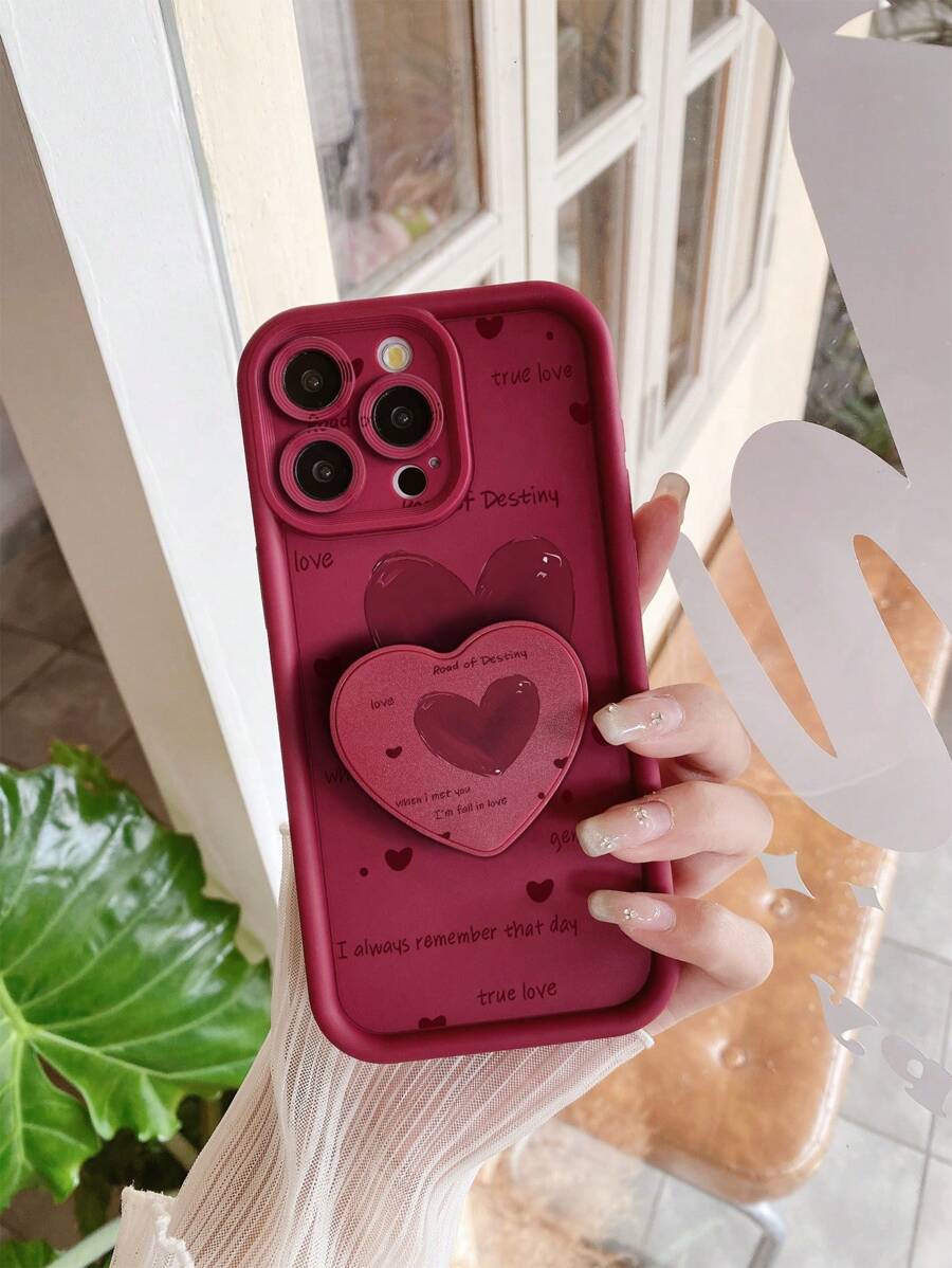 1pc Graffiti Heart Pattern Phone Case With Precise Camera Hole For Protection, Compatible With IPhone 11 Pro Max/12 Pro Max/13 Pro Max/14 Pro Max/15 Pro Max/16 Plus/16 Pro Max, Redmi, OPPO/Realme, VIVO, Infinix, Honor, One Plus