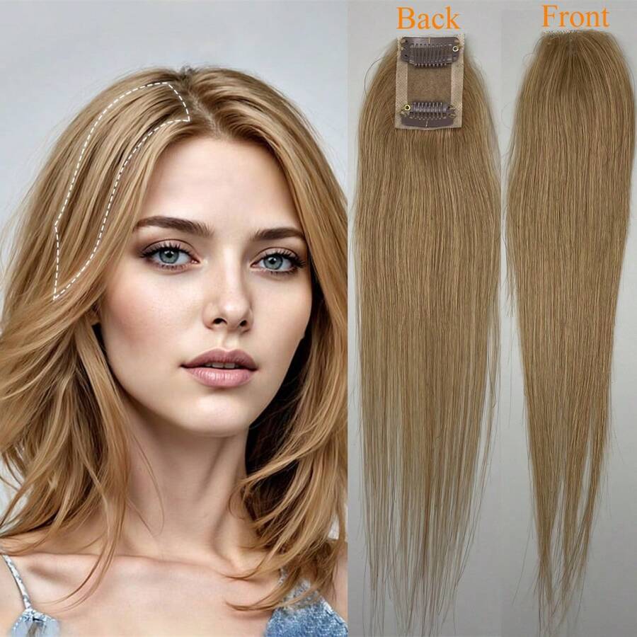 1pc 10inch Mini Full Handtied Lace Human Hair Toppers For Women Straight Natural Hairpiece Human Hair Soft Toppers For Women With Thinning Hair Short Hair Extensions Free Part Lace Toppers Can Be Used To Thicken The Top And Sides Of The Hair