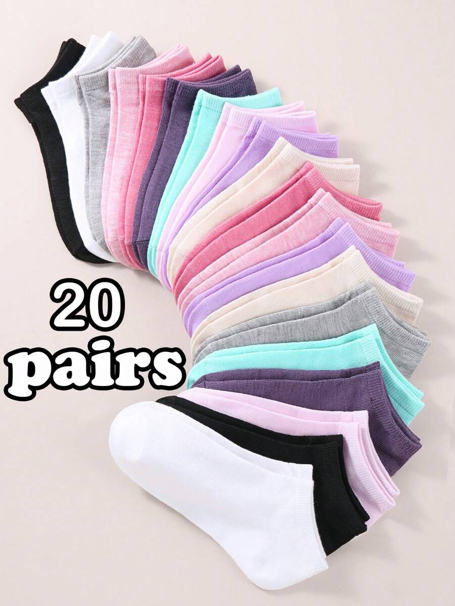 20 Pairs Of Multi-Color Socks Women's Short Socks Summer Thin Low Vamp Summer Short Socks