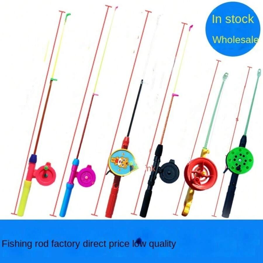 1 Pieza Caña de pesca de hielo mini de 35/40/75/80cm con carrete de plástico para principiantes, para lagos, estanques y ríos