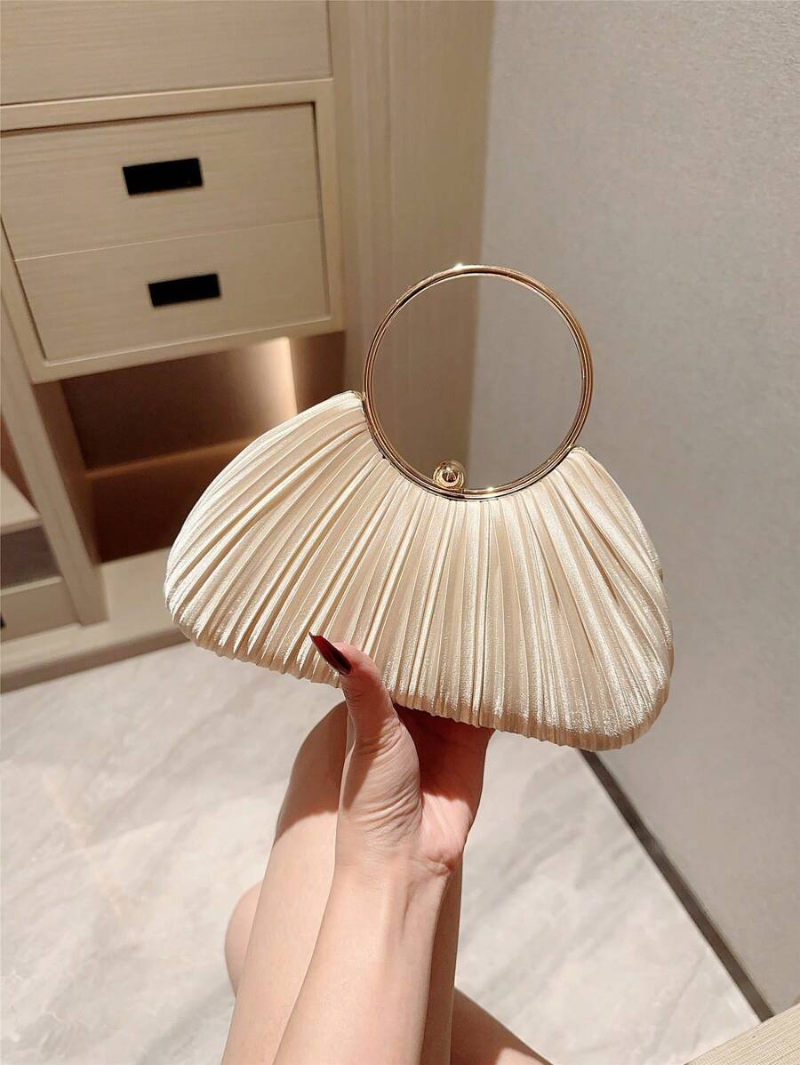1 pièce Sac à main de soirée élégant pour femme, design plissé et boîte, embrayage de luxe avec strass, sac de soirée charmant convenant pour les rendez-vous, les danses, les anniversaires, les fêtes et autres occasions formelles