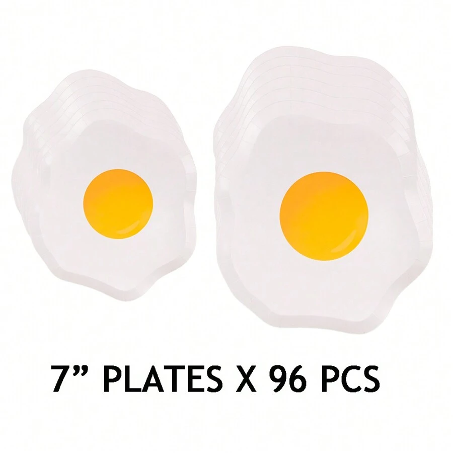 Omelette Shaped Party Plates,Fried Eggs And Bacon Paper Plates For Breakfast Party, Brunch, Pajama Party, Birthday Decorations