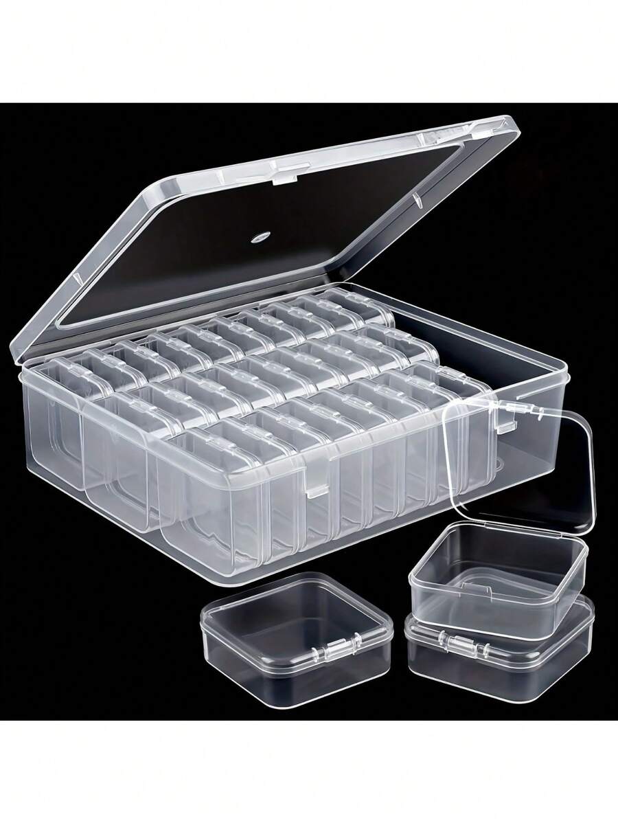 Caja de almacenamiento de escritorio con 30 compartimientos de plástico transparente, organizador transparente de varias capas para el hogar