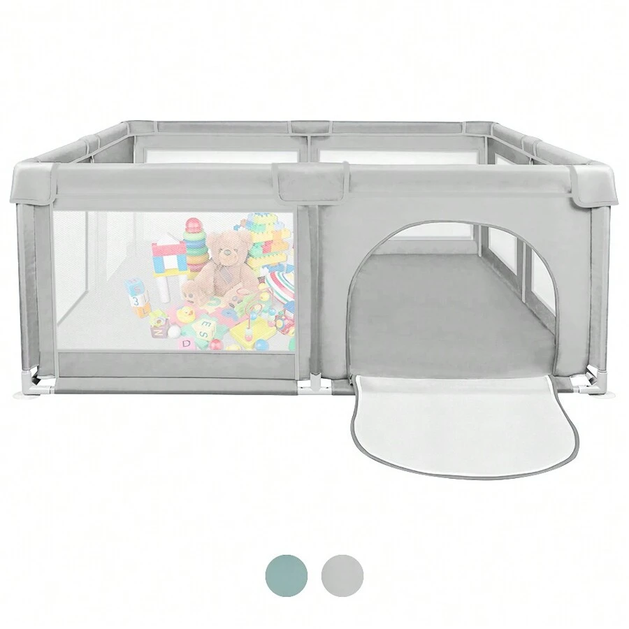 Parque Infantil para Bebés 120 x 120 x 66 cm, con 50 Bolas Marinas, Compacto y Estable, Protección de Espuma, Malla Transparente Antideslizante Transpirable, Cremallera, Adecuado para bebés y niños pequeños, Interior y Exterior