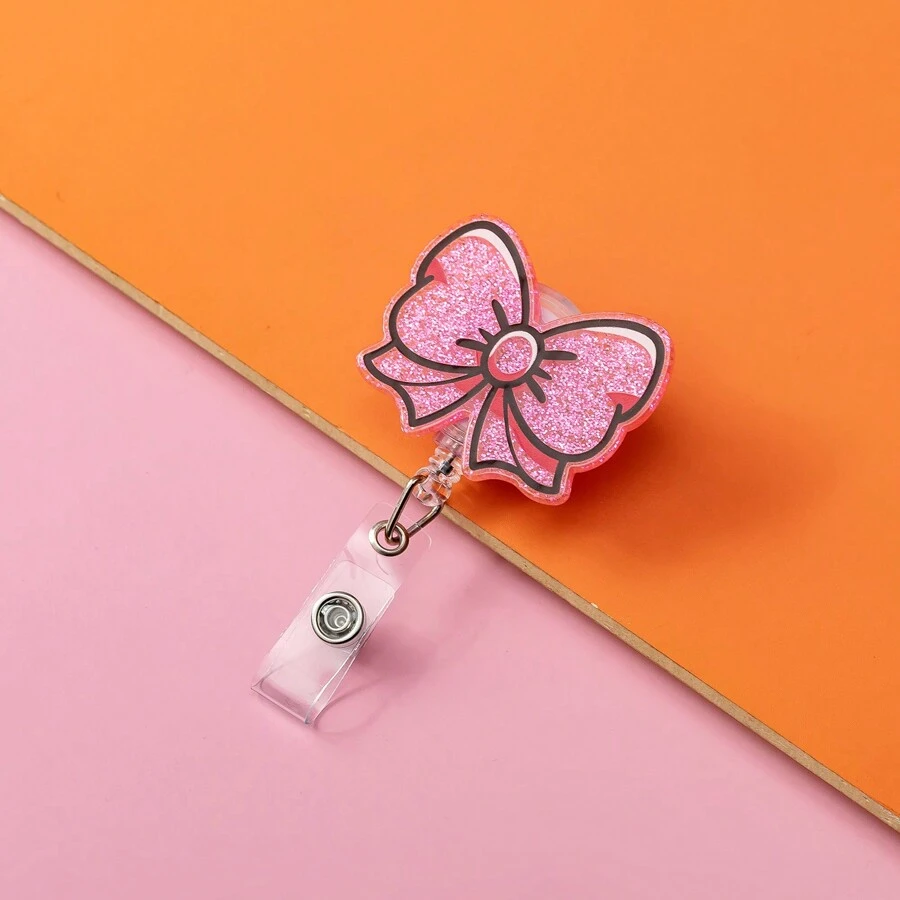 TONAVIETO 1PC Roze intrekbare vlinder badge reel, schattige draaibare alligator rug clip badge houder clip voor kantoormedewerker verpleegster arts student Valentijnsdag cadeau