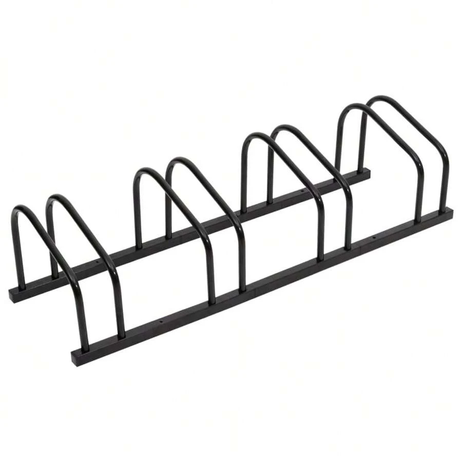 Support vélo en acier noir robuste pour quatre vélos, rangement extérieur économe en espace