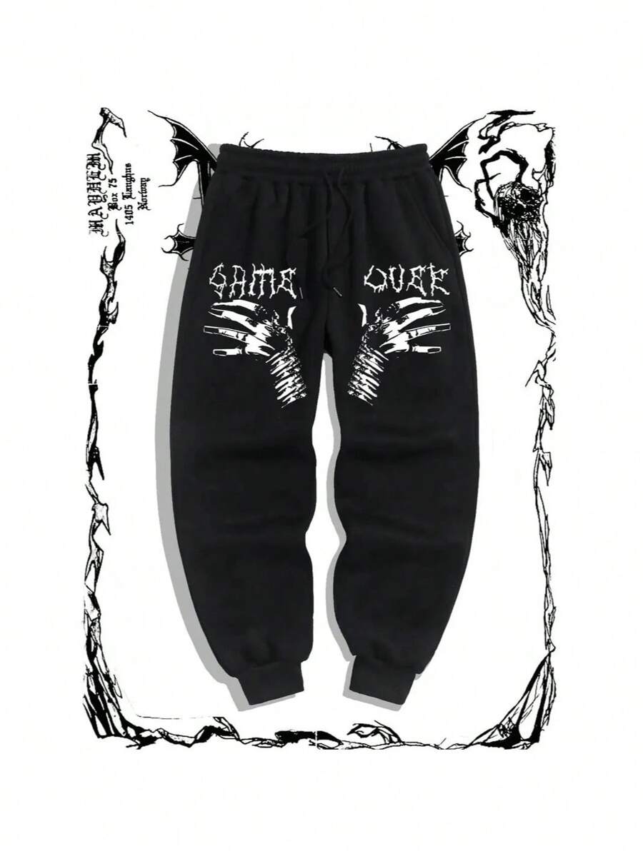 Calça de Moletom Mãos Esqueléticas (FRENTE) Jogger Masculina Feminina Sport Academia Treino Casual Flanelada Estampada