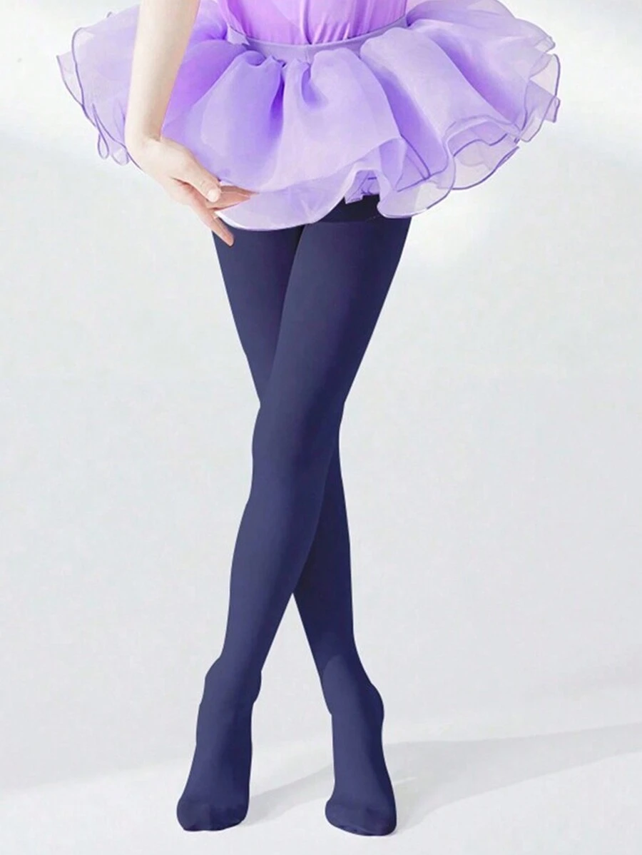 1 Pair Girls Navy Velvet Christmas Gift Dance Tights, Lightweight Breathable All-Season Basic Style, Suitable For Stage Performance, Variety Of Colors Available
