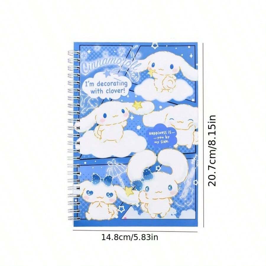 Sanrio 1/4 stuks Sanrio Cinnamoroll A5 spiraal notitieboek, schattig schoolseizoen dagboek dagboek met gelinieerde pagina's, kawaii briefpapier voor studenten