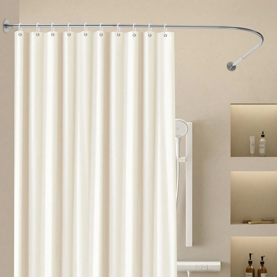 Eatssode Barra de cortina de ducha ajustable de 72-95 x 90-130 cm, barra de cortina de ducha de acero inoxidable para baño y bañera, decoración del hogar y accesorios de baño, de vuelta a la escuela, decoración de otoño