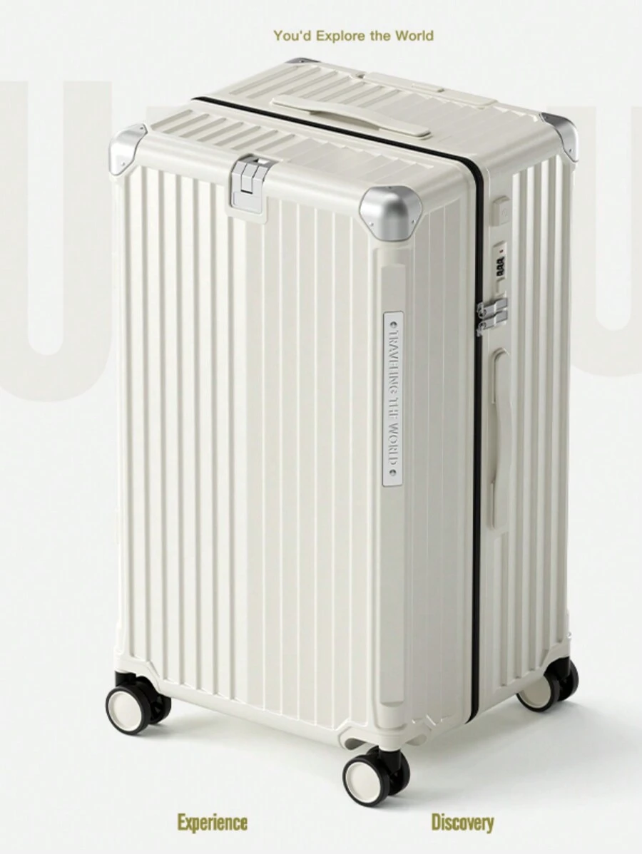 20 Inch Functional Boarding Case, Portable Suitcase With Cup Holder, Luggage With Password Lock,Solid Color Luggage Case Set : Portable Square Handside Handbag & Large Capacity Handside Travel Suitcase With Password