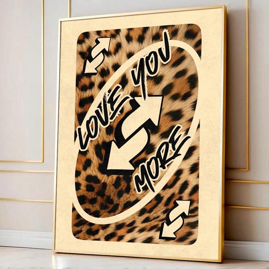 1PC Unframed Love You More Leopard Retro Art Poster Aesthetic Room Dopamine Decor Funky Painting Canvas Print Minimalist Fashion Wall Picture For Dorm, Apartment, Living Room, Bedroom, Modern Home Decoration