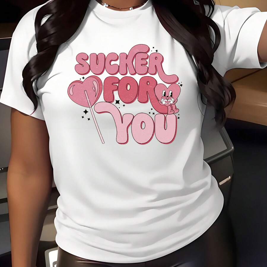 Valentine's Day Shirt Print T-Shirt Men's Women's Crew Neck Cotton Short Sleeve Sports Tee