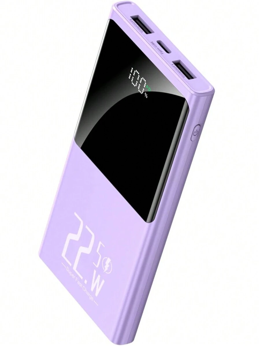Batterie externe de 10 000 mAh, charge rapide 22,5 W PD3.0 QC4.0 Type-C, avec écran LCD, haute capacité, double port USB, compatible avec smartphone et tablette, etc. Charge ultra-rapide, affichage LED de la charge, chargeur portable avec ports USB et Type-C, batterie lithium-polymère sûre et stable, convient pour jeux en extérieur, shopping, voyages, alimentation portable pour Phone Apple, Pad, téléphone Android, cadeaux pour la famille, les amis, anniversaire, Noël, hiver, Nouvel An