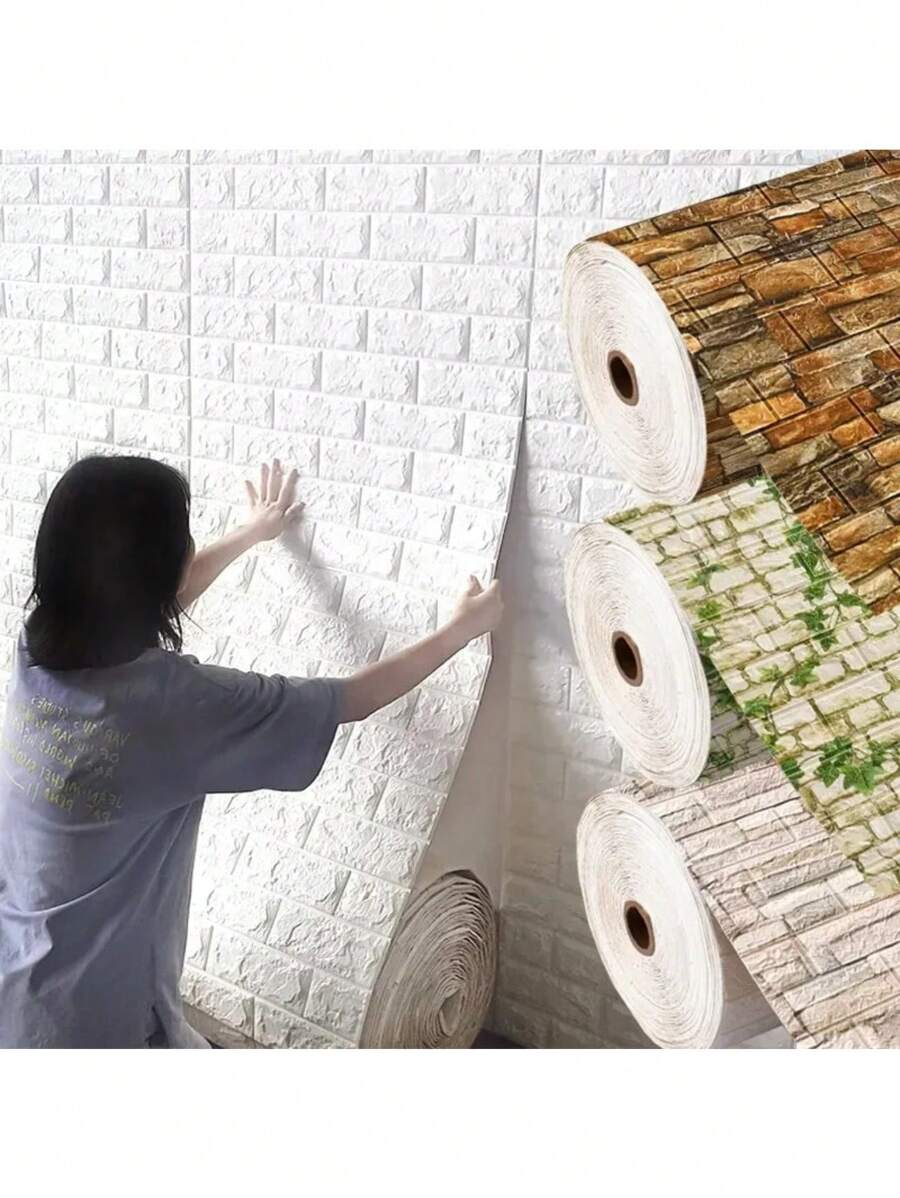 70cmx1/3/5/10m DIY 3D Tapeta Wilgoć Odporna Nowoczesna Dekoracja Domu Samoprzylepne Wodoodporne Naklejki Ścienne Wzór Cegła