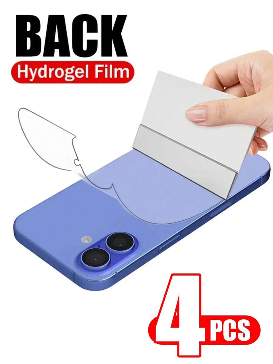 4 Piezas Película protectora de hidrogel de cobertura completa para la pantalla trasera compatible con iPhone, regalo para el cumpleaños, la familia y los amigos, protector de pantalla de teléfono, accesorios de teléfono