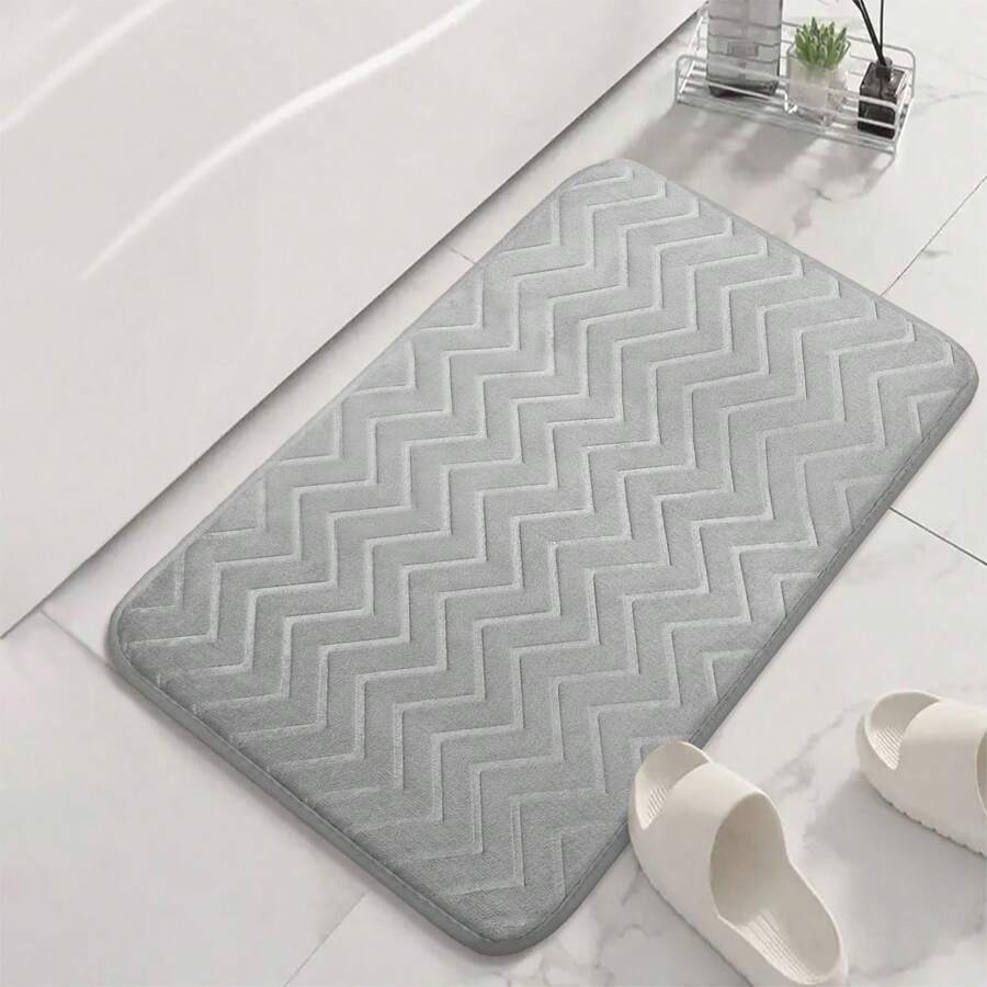 1pc Home Bathroom Anti-Slip Absorbent Grid Pattern Small Floor Mat, Thick Absorbent Dirt-Resistant Foot Pad For Restroom,Women Valentine Gift Birthday Boyfriend Girlfriend