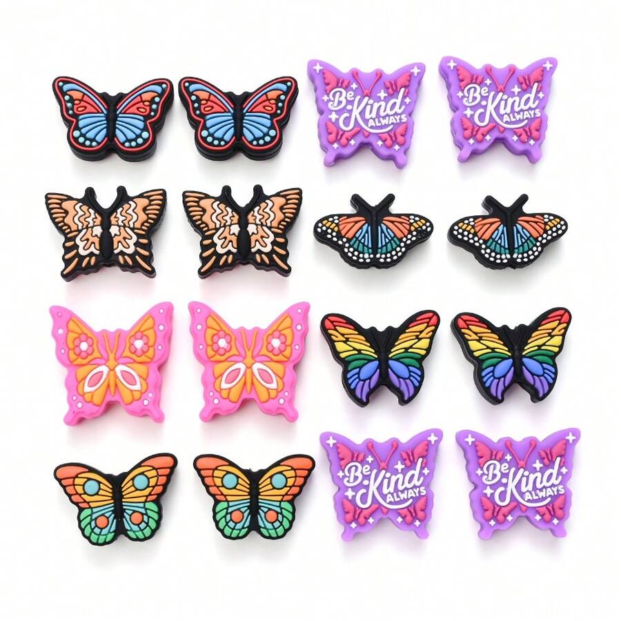 5-8pcs/Set Butterfly Silicone Beads For DIY Handmade Jewelry, Bracelet, Pen Decorations