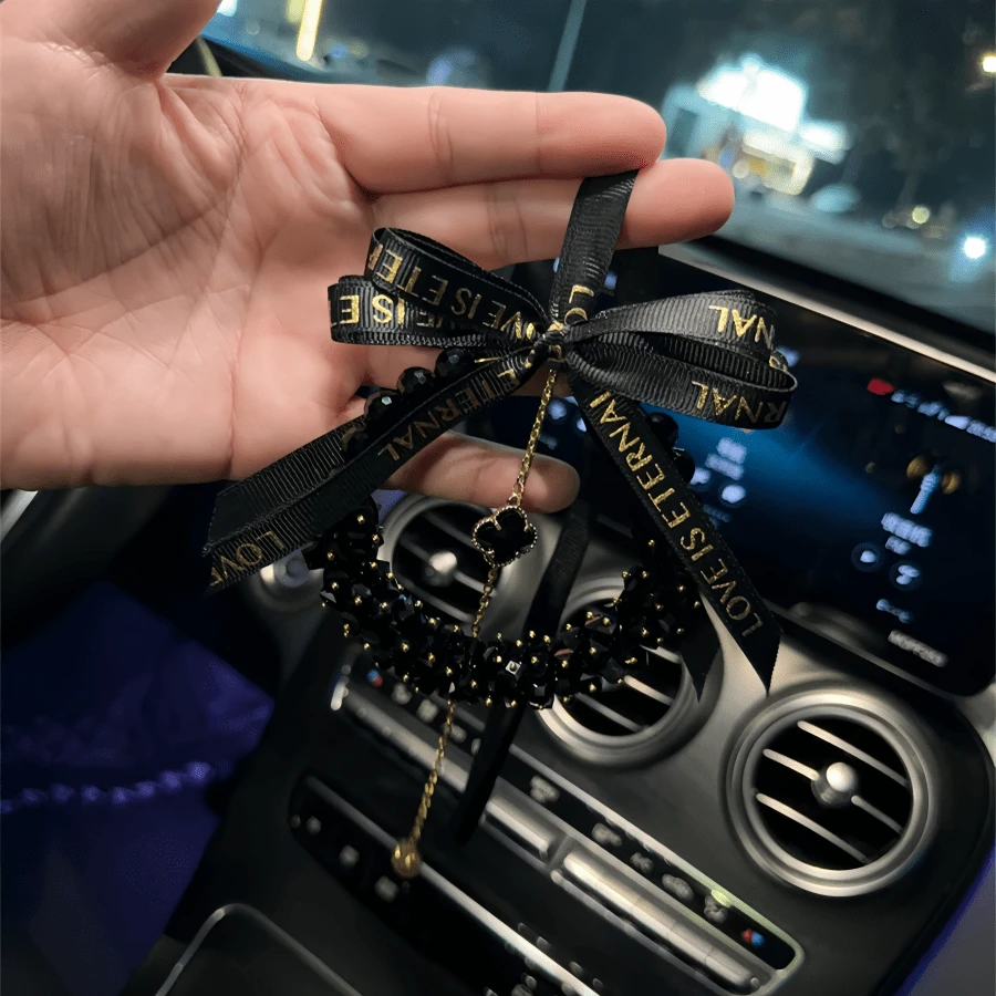 Rhinestone Handmade Crystal Car Pendant Creative Luxury High-End Rearview Mirror Car Hanging Chain Pendant Car Interior Goddess Favorite, Which Means Peace, The Best Choice For Girlfriend With Exquisite Gift Box!