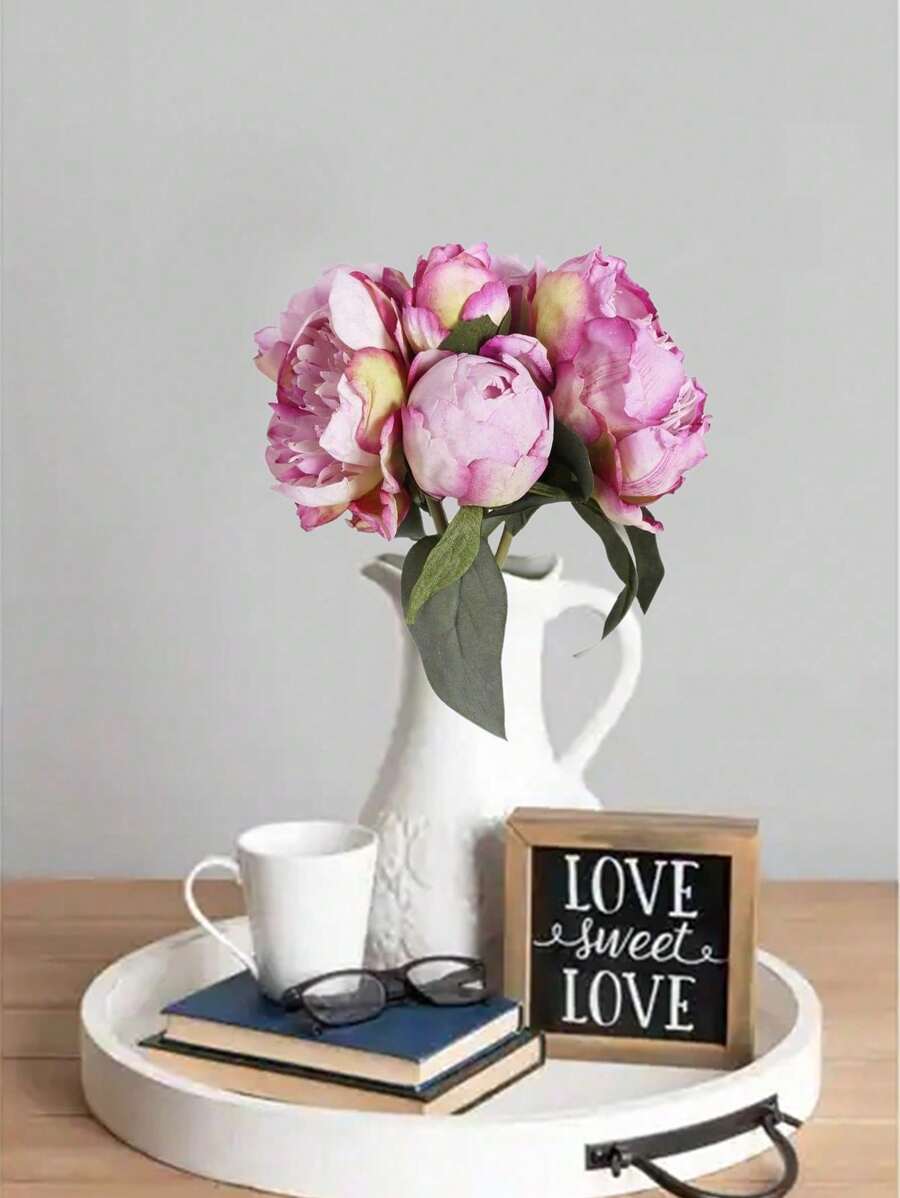 1 Bouquet Fake Flowers Vintage Artificial Peony Silk Flowers For Wedding Bouquets Bridal Shower Decorations Home Office Party Decoration