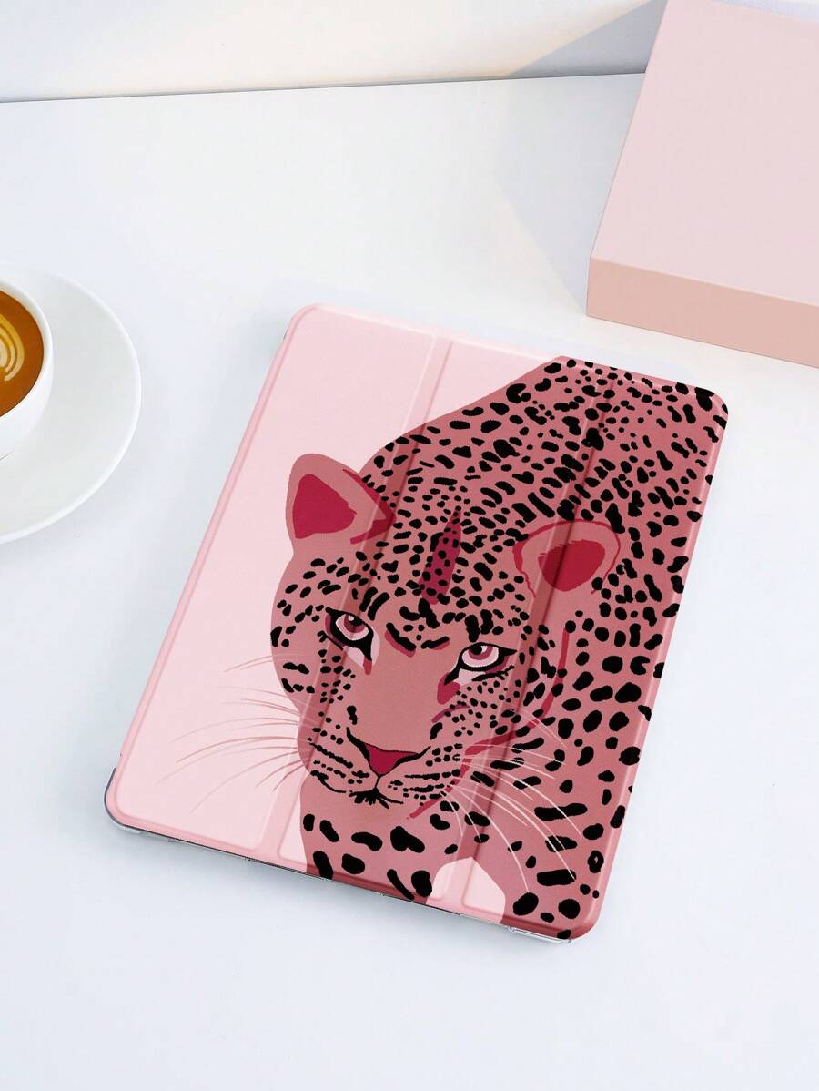 Capa protetora para tablet com estampa de leopardo rosa de 1 peça, compatível com iPad de 10,2 polegadas, iPad Pro 11 2021/2020/10ª geração, iPad Mini 4/5/6, Galaxy Tab A8 10,5 polegadas 2022, Matepad 10.4/Tab, com porta-lápis, antiqueda, capa para suporte de tablet
