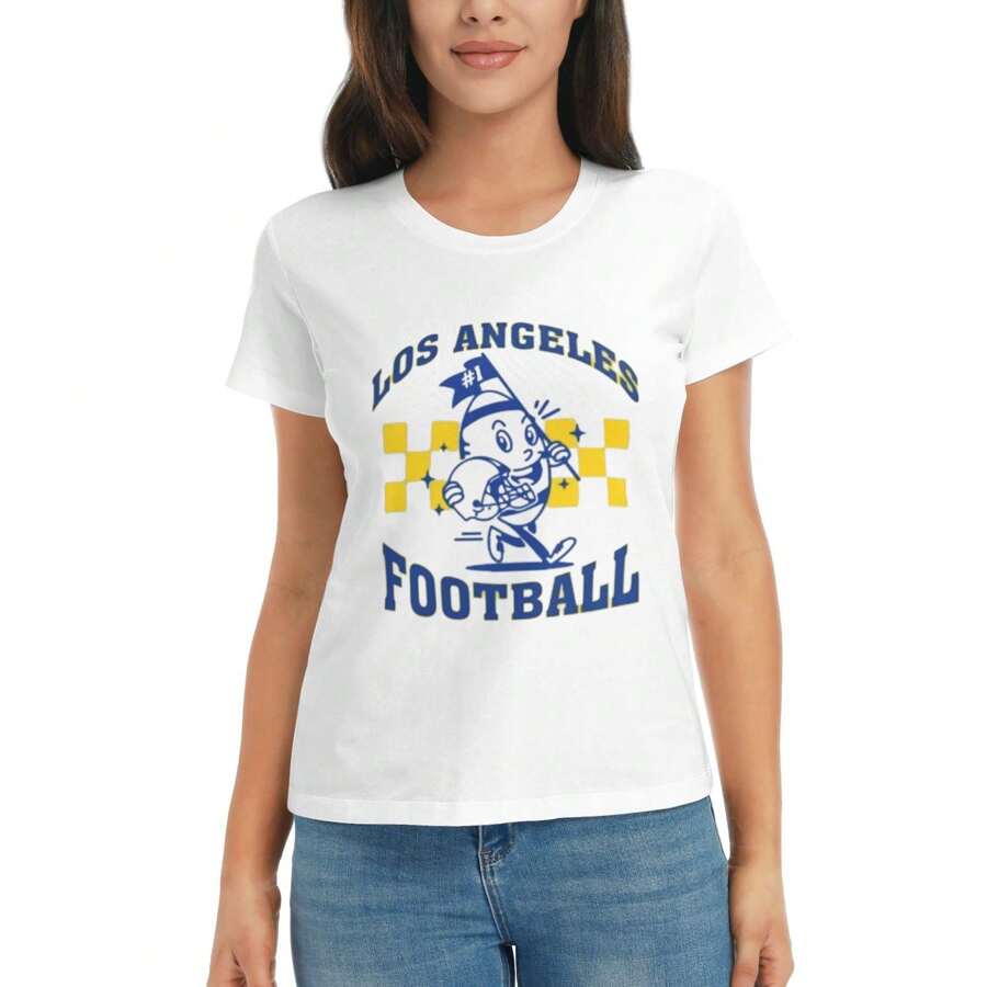 Women's Los Angeles R Football Short Sleeves T Shirt Casual T Shirts Novelty Shirt Graphic Tees Clothes Top Comfortable Shirts For Women Adult