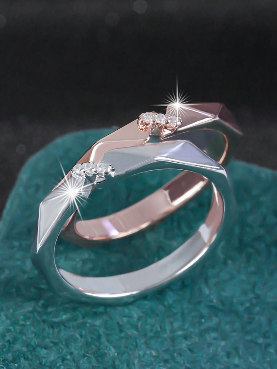 1 st. Elegante asymmetrische rand brede eternity band ring met synthetische kubieke zirkonia, veelzijdig ontwerp voor mannen en vrouwen, geschikt voor dagelijks gebruik, bijeenkomsten, cadeaus voor de feestdagen en geliefden