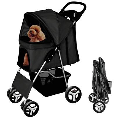 Pet Travel Stroller Dog Cat Pushchair Pram Jogger Buggy With 4 Wheels
