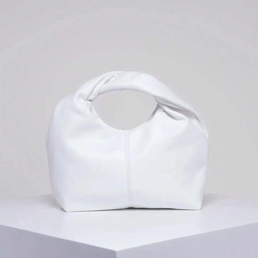Stylish Twist Square Bag, Solid Color Top Clutch Bag, Simple And Versatile Commut