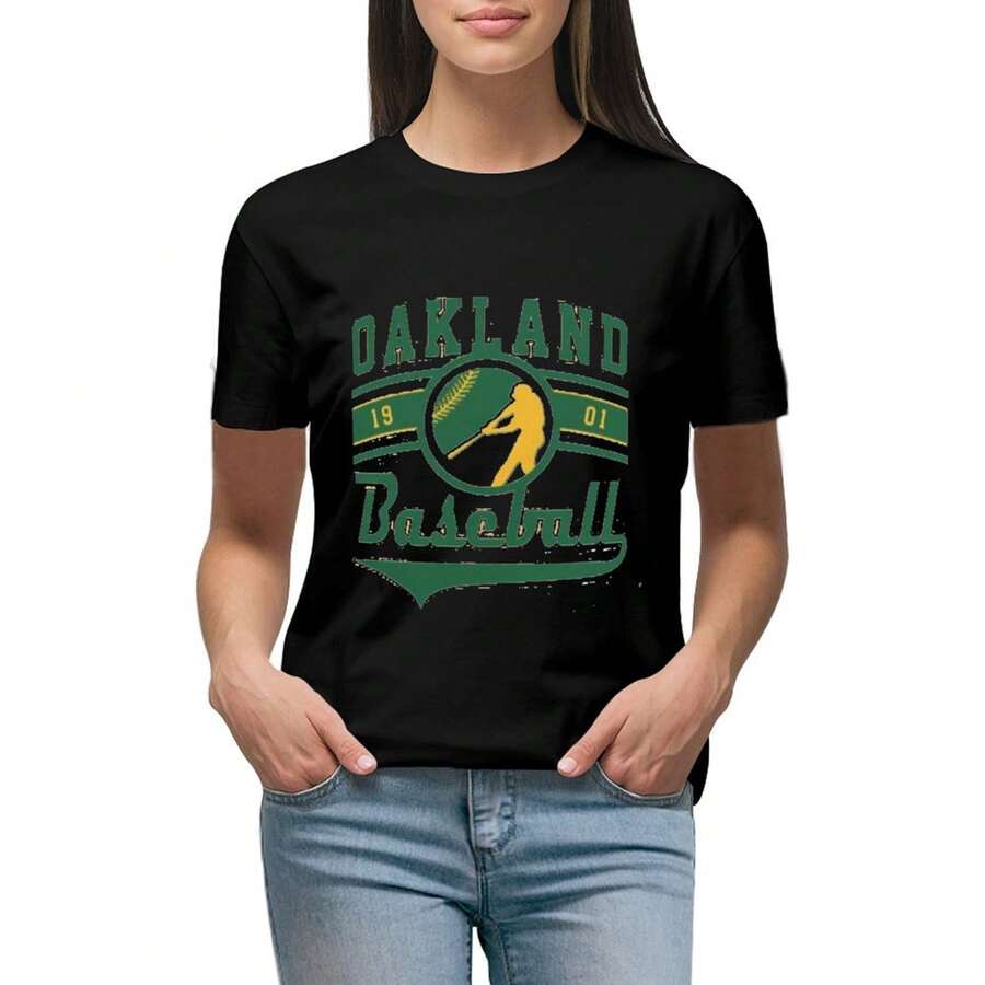 Women's Oakland 1901 Print Shirt Short Sleeves T Shirt Casual T Shirts Novelty Shirt Graphic Tees Clothes Top Comfortable Shirts For Women Adult
