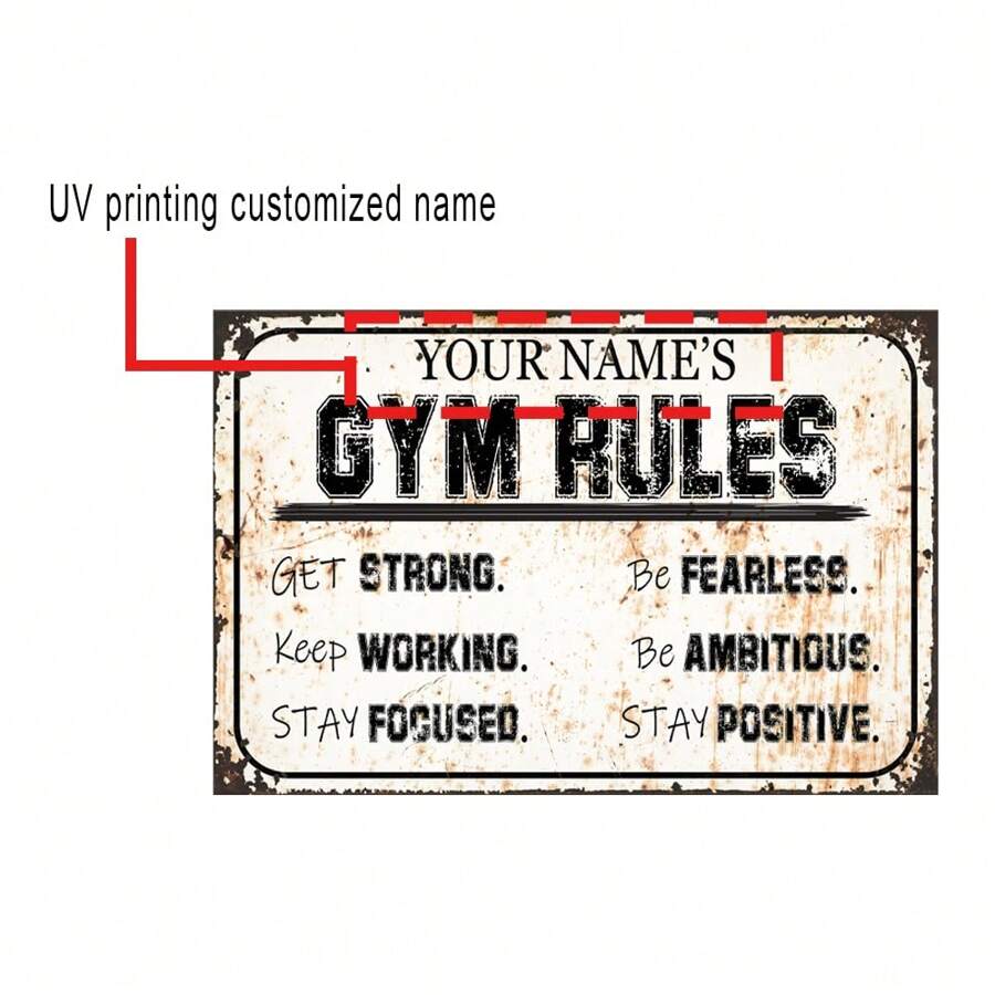Customized Text Sign Gym Rules, 8 Inch By 12 Inch, Metal Sign Post, Wall Signs For Home, Gym Signs, Workout Room Decor, Home Gym Decor, Man Cave Decor, Garage Decor For Men Gifts Birthday Graduation