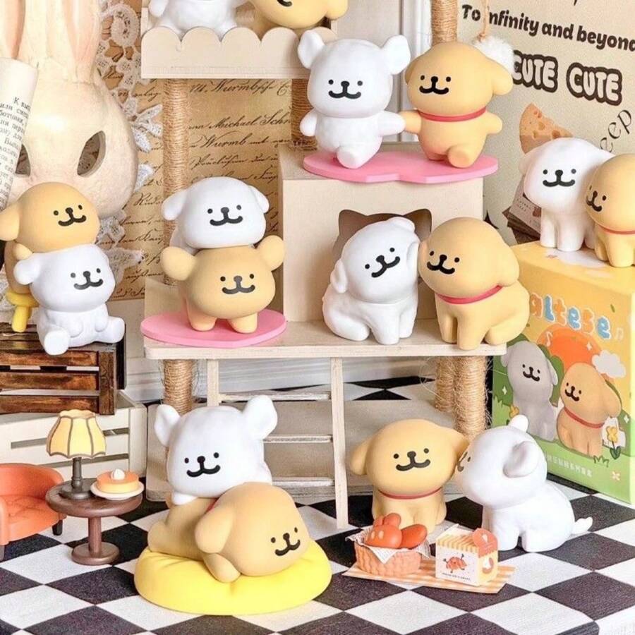 2 Thread Happy Puppy Stickers Creative Blind Box Cute Puppy Animal Pop Hand Action Figure Tabletop Decoration Valentine's Day Gift Women's Birthday Gift Birthday Gifts Graduation