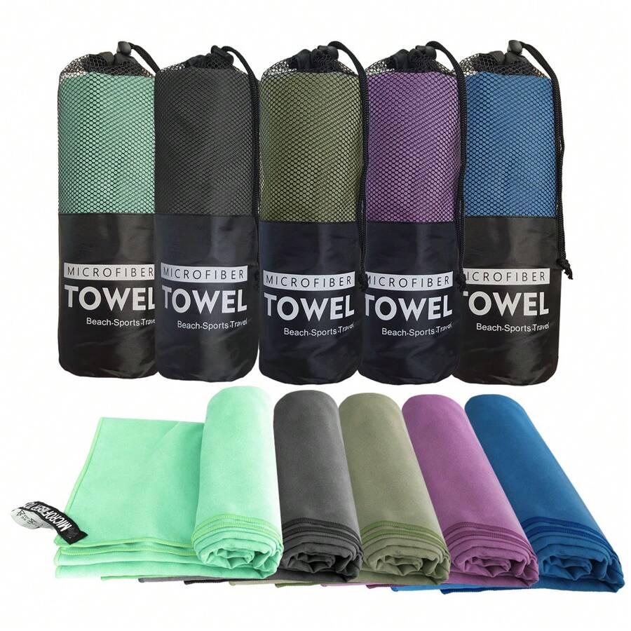 1 pezzo Asciugamano da viaggio e sport in microfibra, compatto, leggero, altamente assorbente, adatto per escursioni, yoga, allenamento, backpacking, palestra