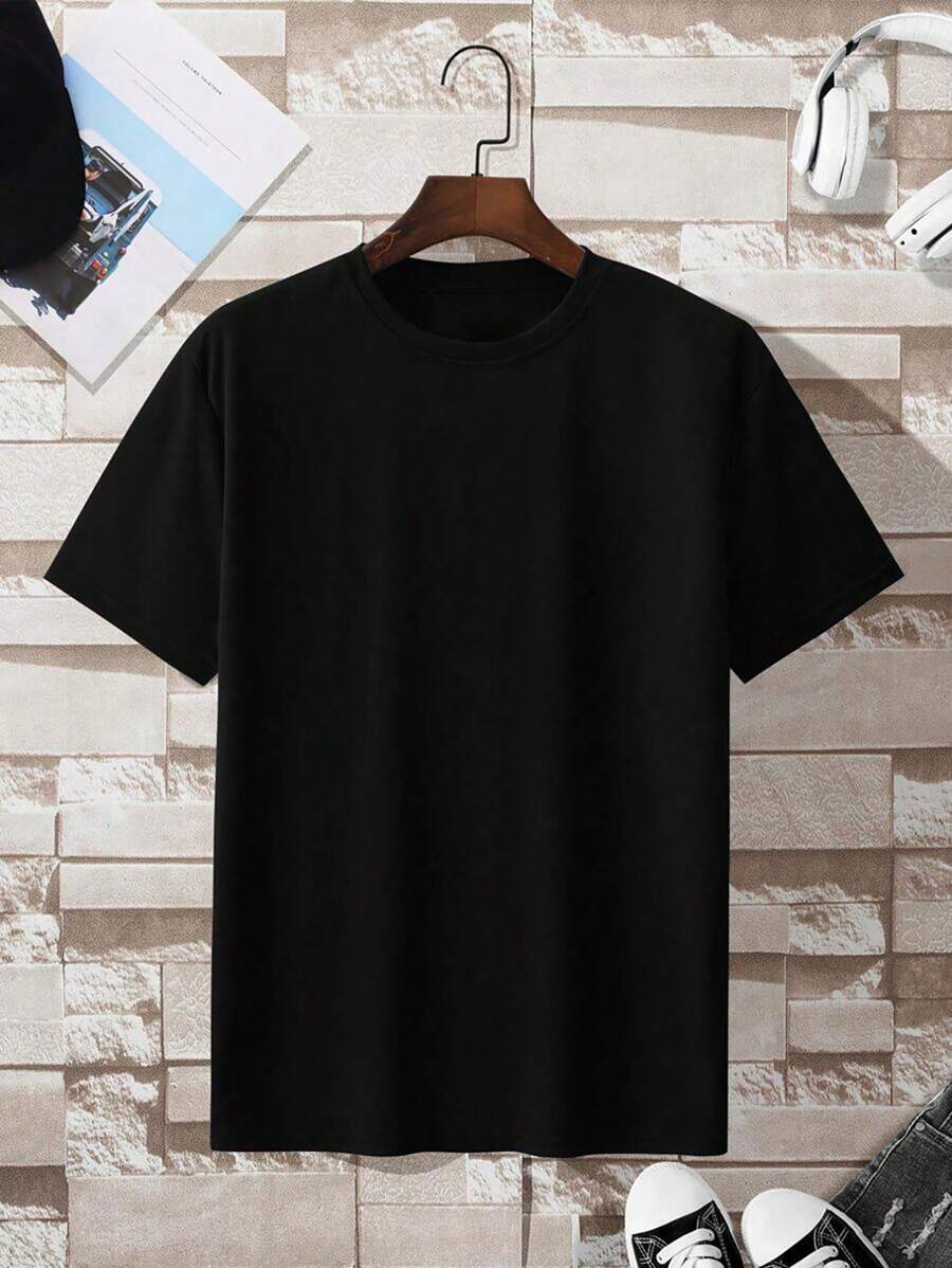 Tween Jungen Students Schlichtes schwarzes T-Shirt mit Rundhalsausschnitt und kurzen Ärmeln, lässiges Sommeroberteil