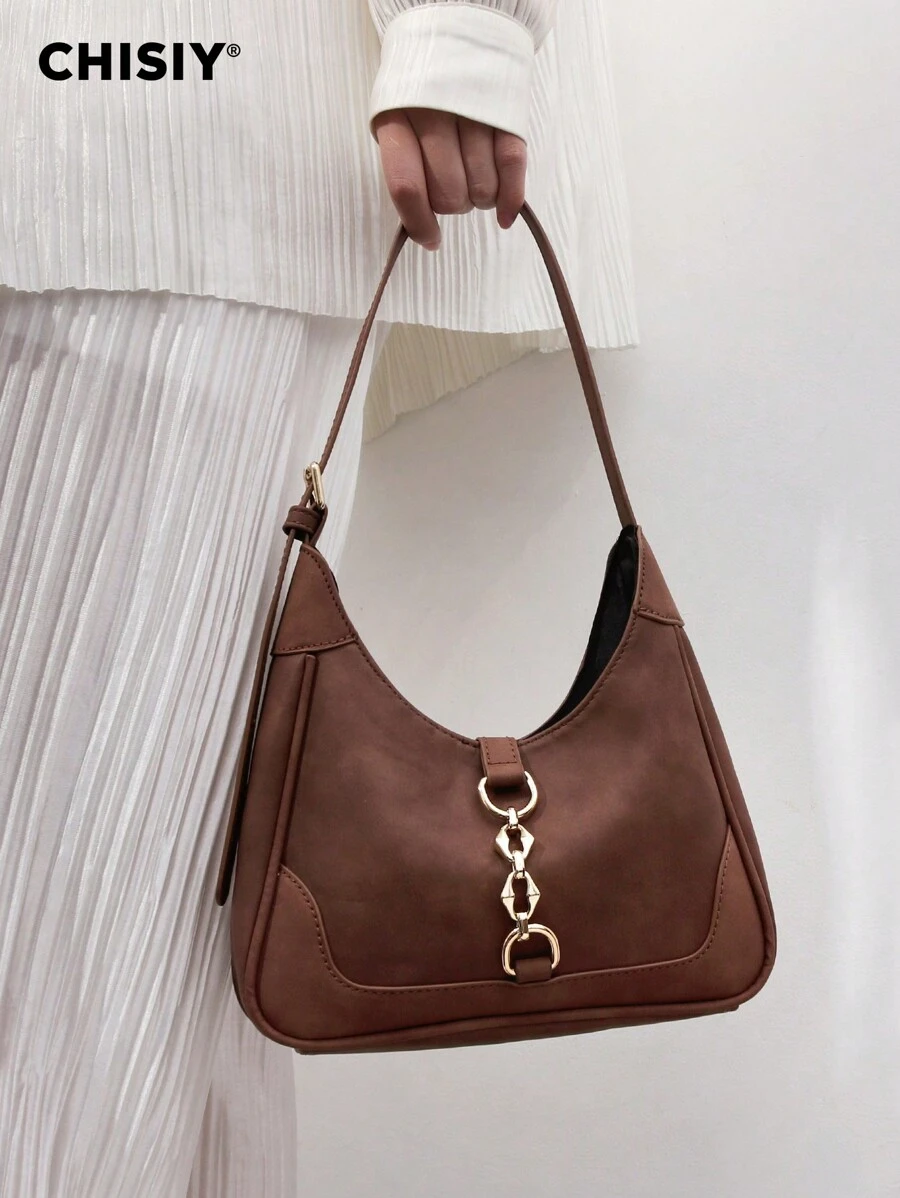 CHISIY Handgemaakte vintage verfijnde accessoires ketting halve maan tas unisex, ruime zakelijke dames forenzentas, modieuze minimalistische veelzijdige schoudertas voor studenten, geschikt voor werk, universiteit, winkelen, reizen, bruiloftsfeest, herfst/winter
