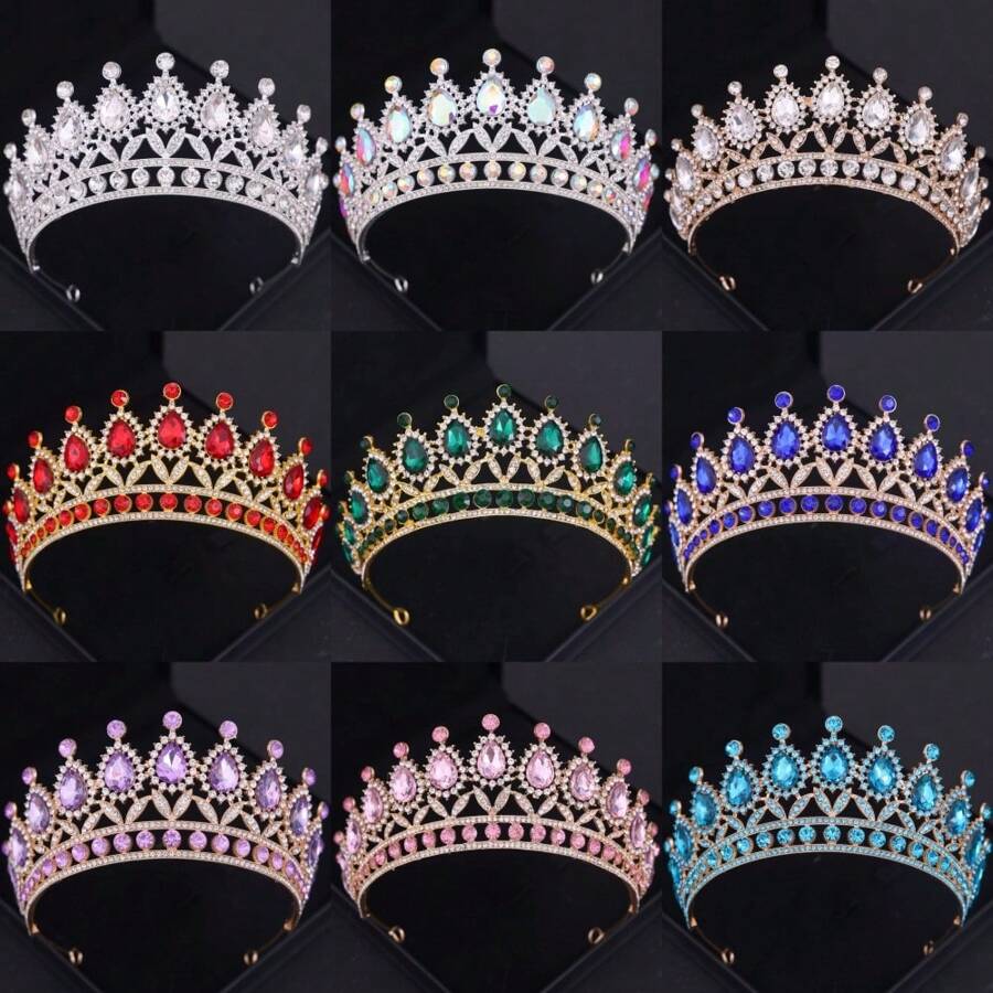 1 PIEZA Deslumbrante corona de cristal Tiaras y coronas para fiestas, bailes de graduación para mujeres, accesorios de boda y pelo, joyería, tocado de regalo
