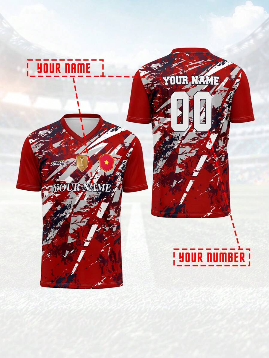 Personalizowana koszulka sportowa, koszulka treningowa z dekoltem w serek dla mężczyzn, drużyna klubowa, nadrukowane imię, numer, logo, wygodne dopasowanie na co dzień, na co dzień, na imprezę, na spotkanie
