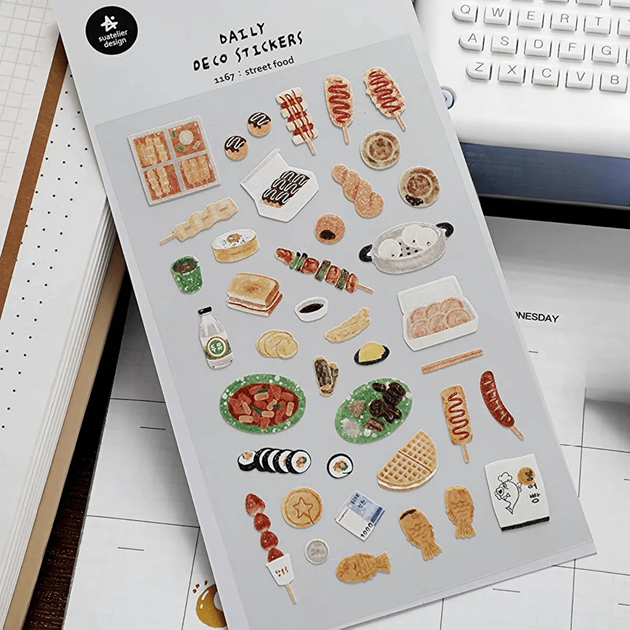 1 Stück koreanischer Import Original Suatelier Snack Street Food Papier Aufkleber für Scrapbooking DIY Tagebuch Schreibwaren Aufkleber Dekorationsartikel, Schulmaterial, Rückkehr zur Schule