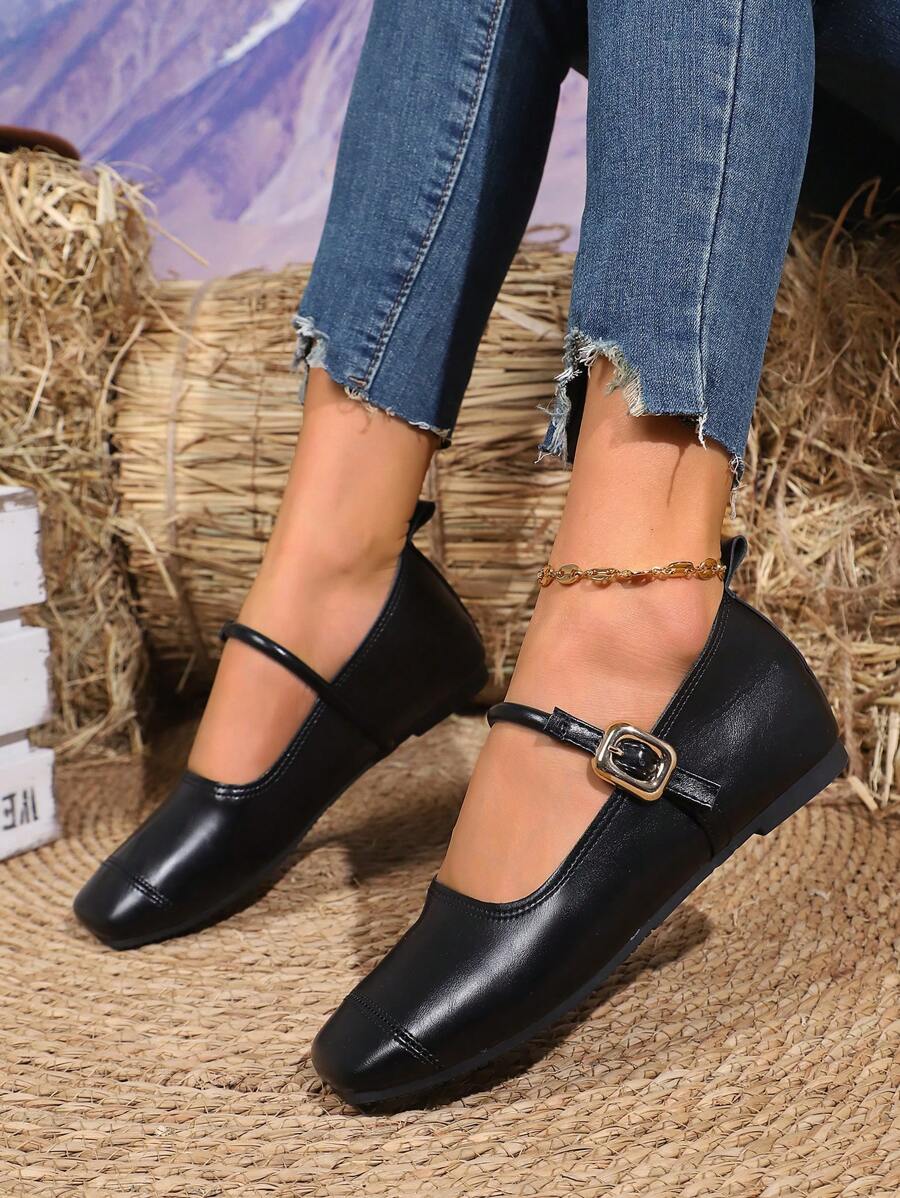Ragazze scarpe piatte con punta affusolata, stile nuovo, scarpe casual da indossare dentro e fuori per uso quotidiano e performance versatili, con fibbia metallica