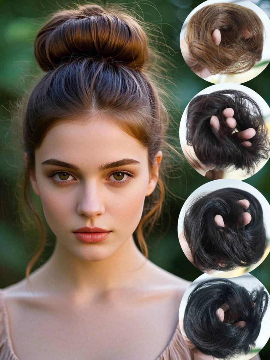 Syntetyczne włosy Scrunchie Bun Maker, puszysty kok z włosów Donut, elastyczna gumka do włosów Bun Cover Hairpiece, odpowiednia dla kobiet do codziennego upięcia