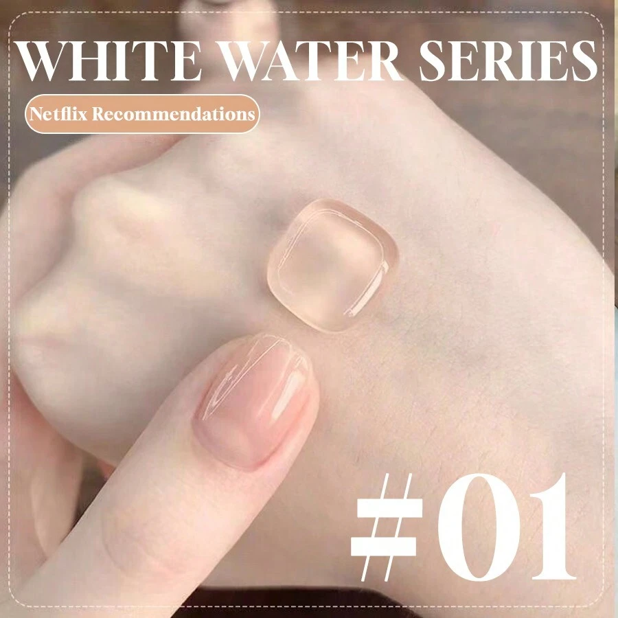 Miss Comoy 15ml Centenas de Verniz para Unhas Transparente Cor de Gelo Branco Aberto, Nova Cor Nude Quente e Popular para Ambiente de Trabalho Diário, Cor Branca de Gelatina Transparente, Cola para Unhas DIY Salão de Beleza Comumente Usada