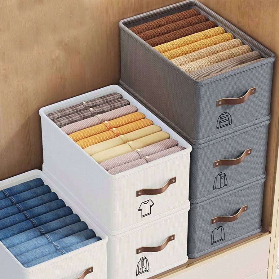 1pc Large Capacity Foldable Clothing Storage Box No Separate Layer Storage Box Clothing Storage Box Household Clothing Organizer Drawer Type Wardrobe Storage Box